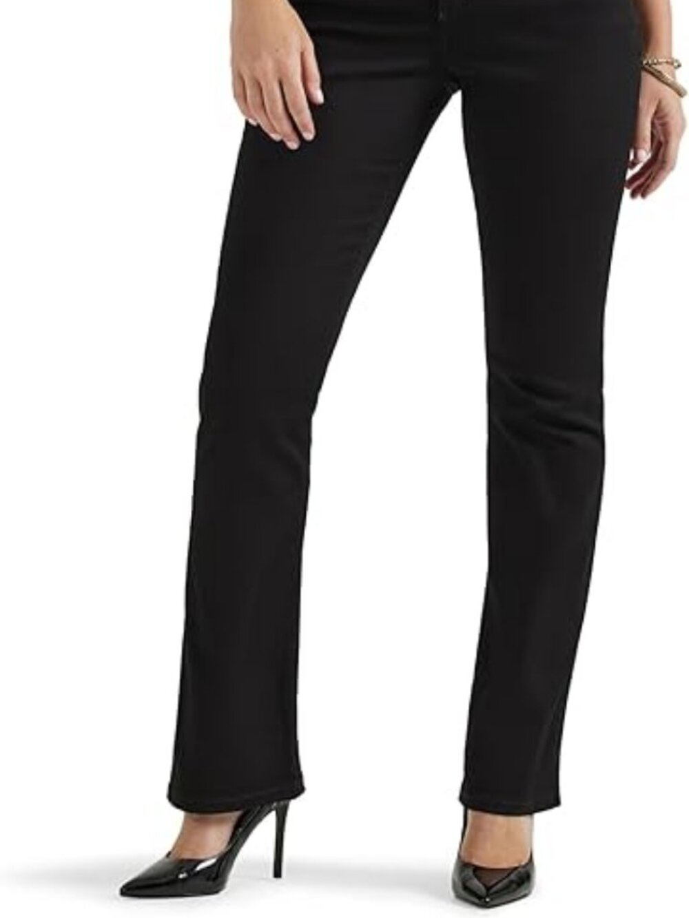 Lee Slender Secret Lower on The Waist Jeans Women's 16 M Black Rhinestone Pocket